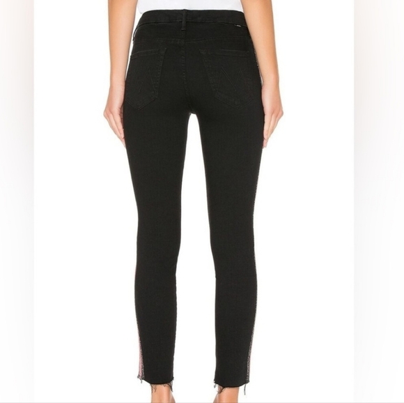 Mother HighWaist looker Ankle fray Black Skinny Jeans In guilty Glitter Racer 28 - Picture 12 of 12